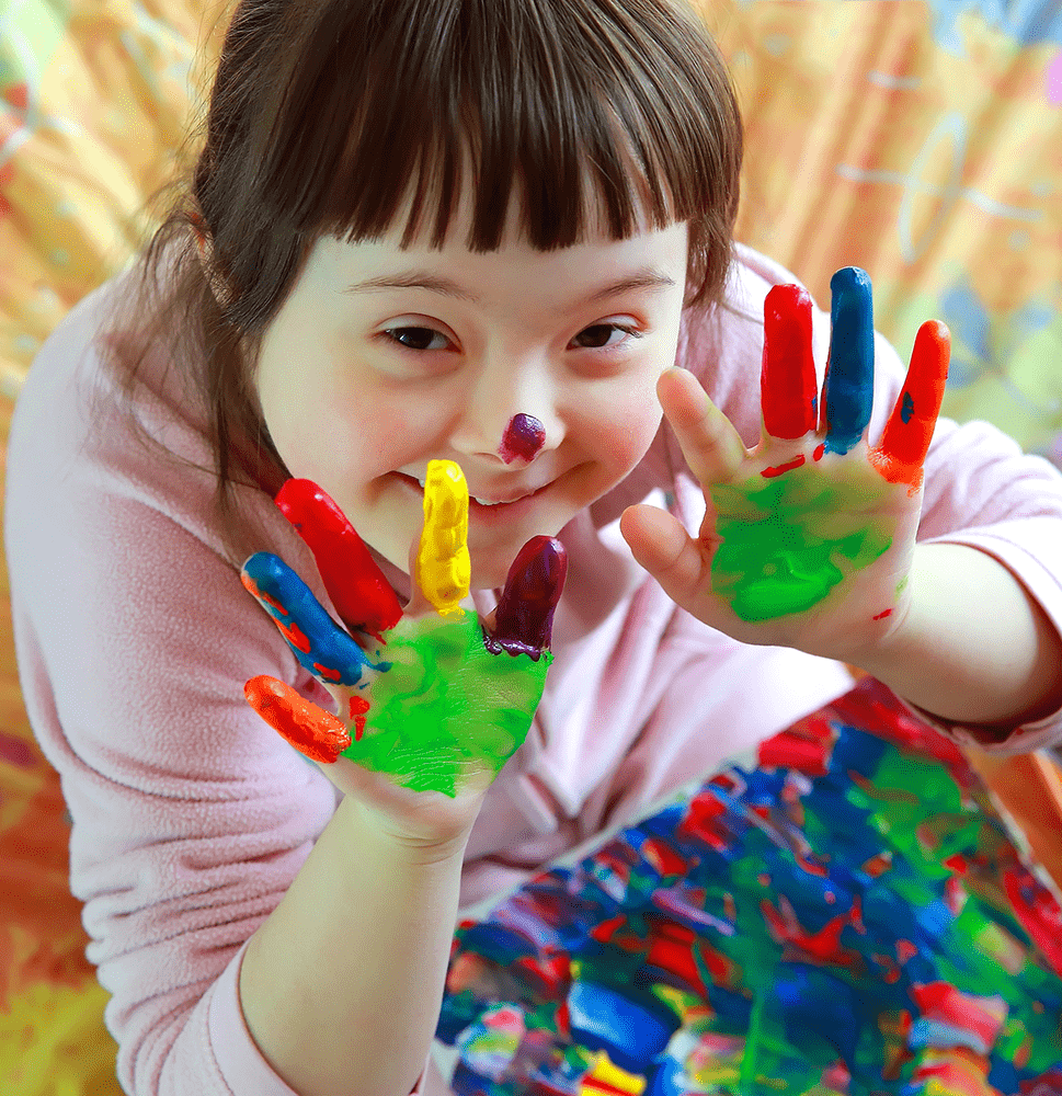 a-student-finger-painting